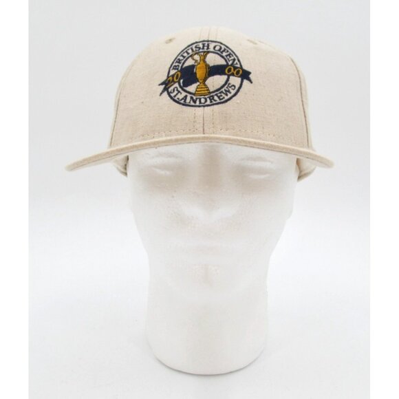 Vintage 2000 British Open Golf Hat St Andrews Beige Strapback USA Made NOS - Picture 1 of 13